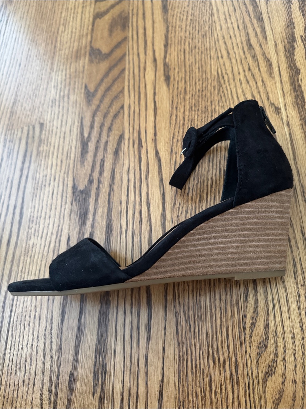Söfft Black Suede Ankle-Strap Wedges - Picture 10 of 15